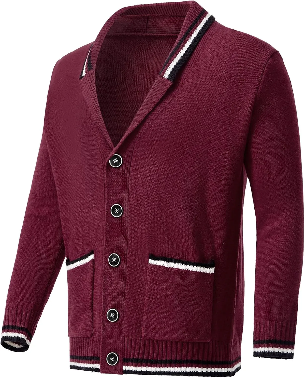 Men's Shawl Collar Cardigan Sweater Long Sleeve Casual V Neck Button Down Cable Knitted Sweater with Pockets