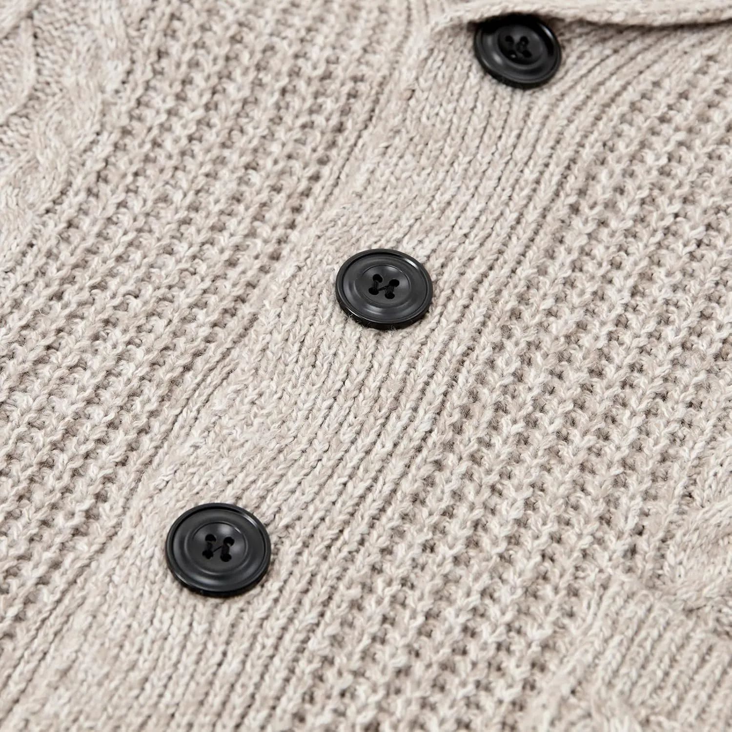 Men's Shawl Collar Cardigan Sweater Long Sleeve Casual V Neck Button Down Cable Knitted Sweater with Pockets