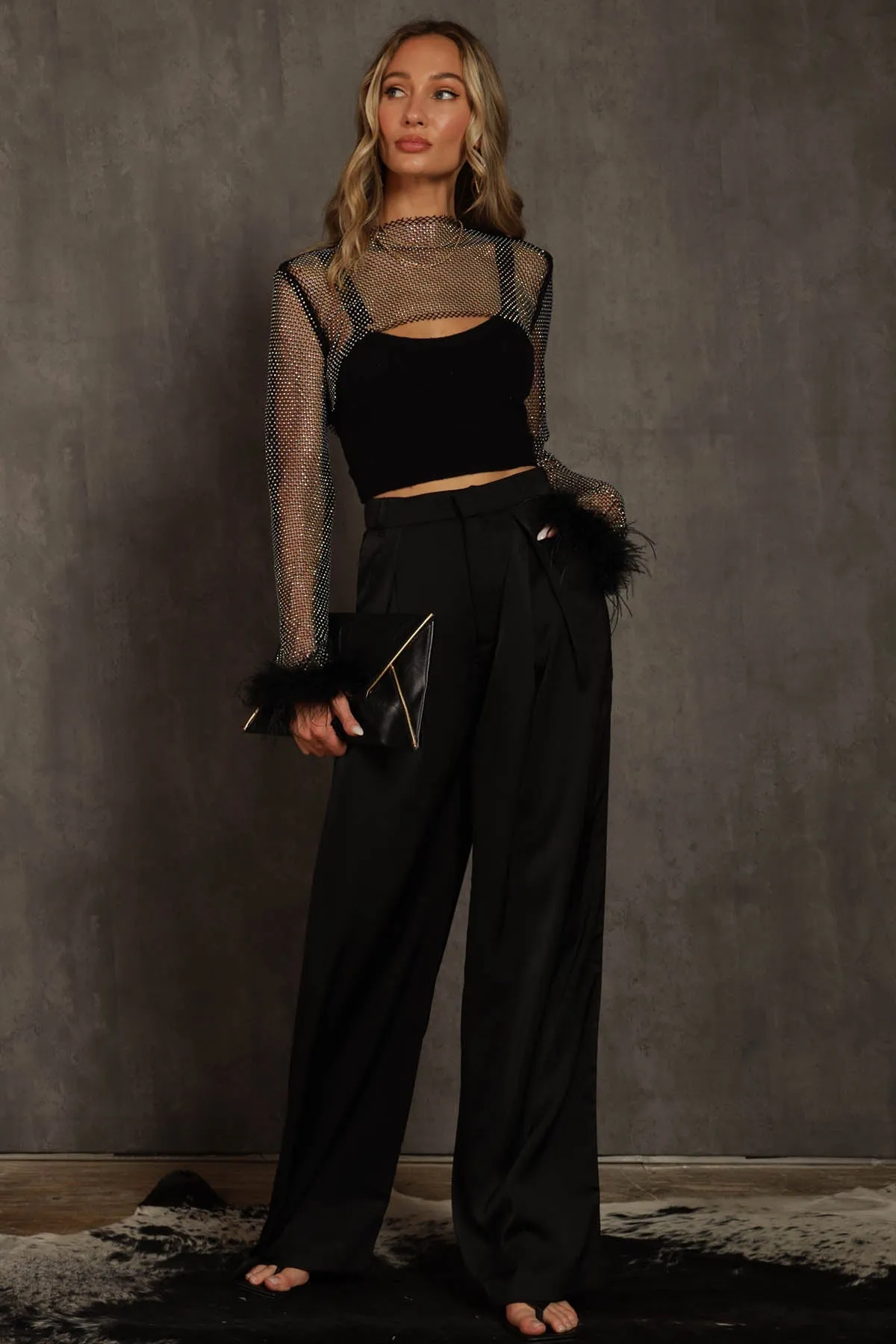 Minogue Satin Pleated Wide Leg Pants