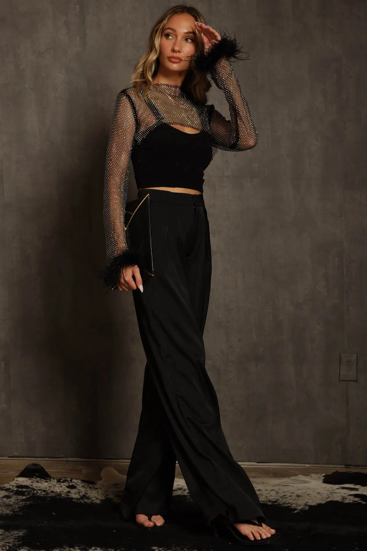 Minogue Satin Pleated Wide Leg Pants