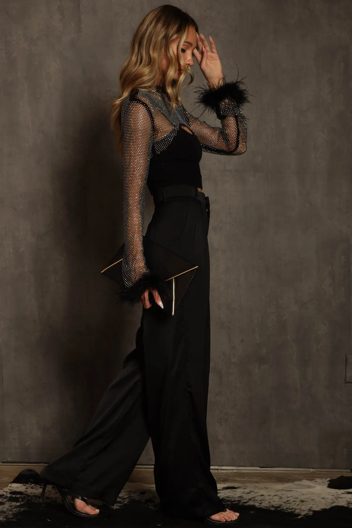 Minogue Satin Pleated Wide Leg Pants