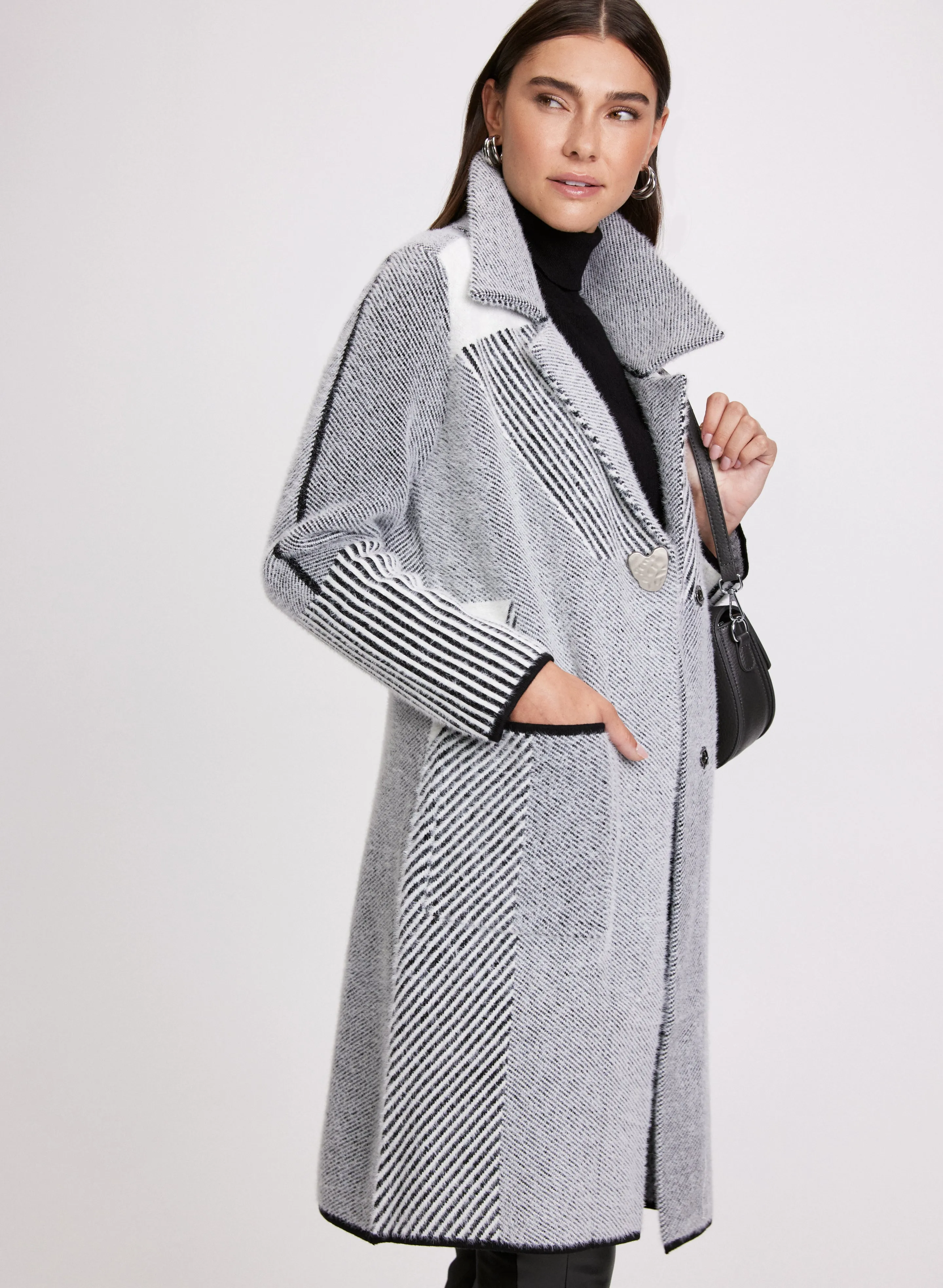 Mixed Stripe Print Coatigan