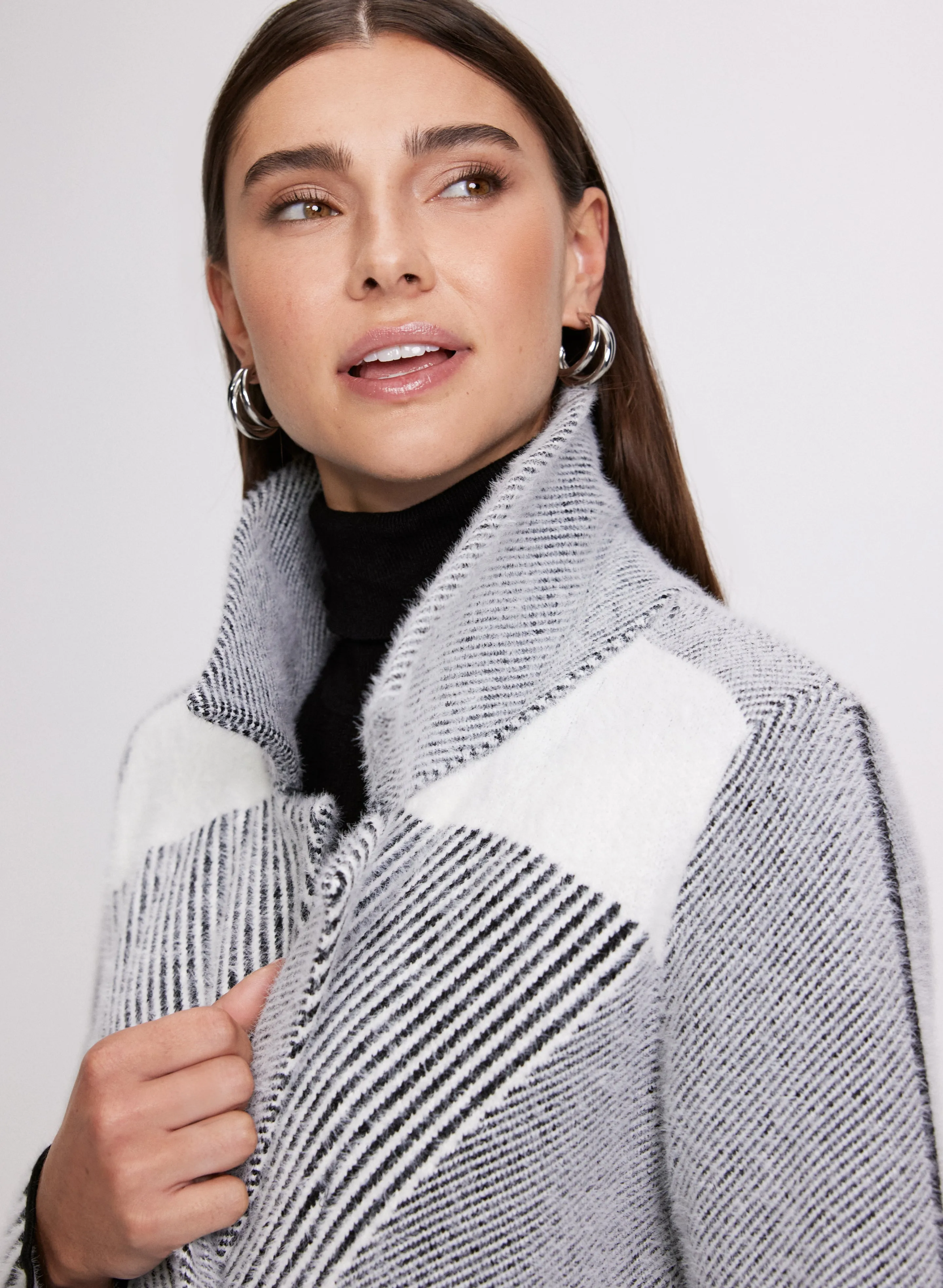 Mixed Stripe Print Coatigan