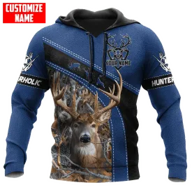 Personalized Hunting Blue Hoodie, Hunterholic Hoodie For Men And Women, Hunter Lover Gift