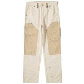 PopFlying Khaki Straight Leg Jeans Paisley Patch
