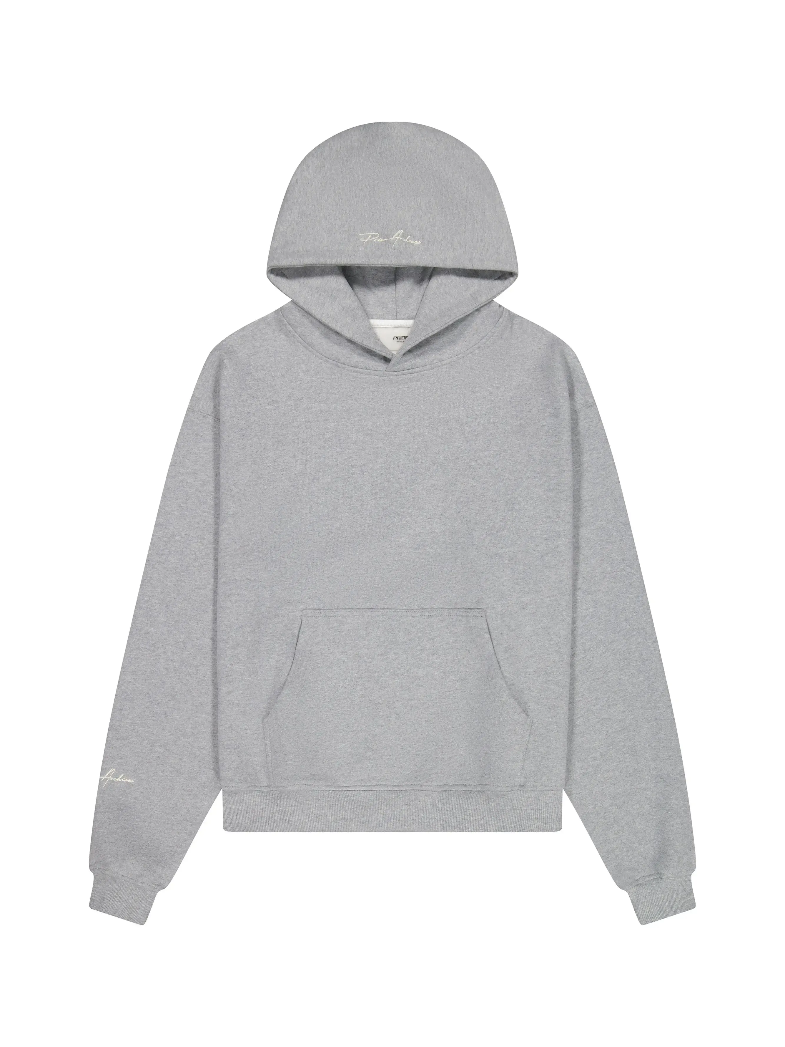Prior Embroidery Logo Oversized Cropped Hoodie Heather Grey