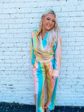 Ray of Sunshine Wide Leg Satin Pants