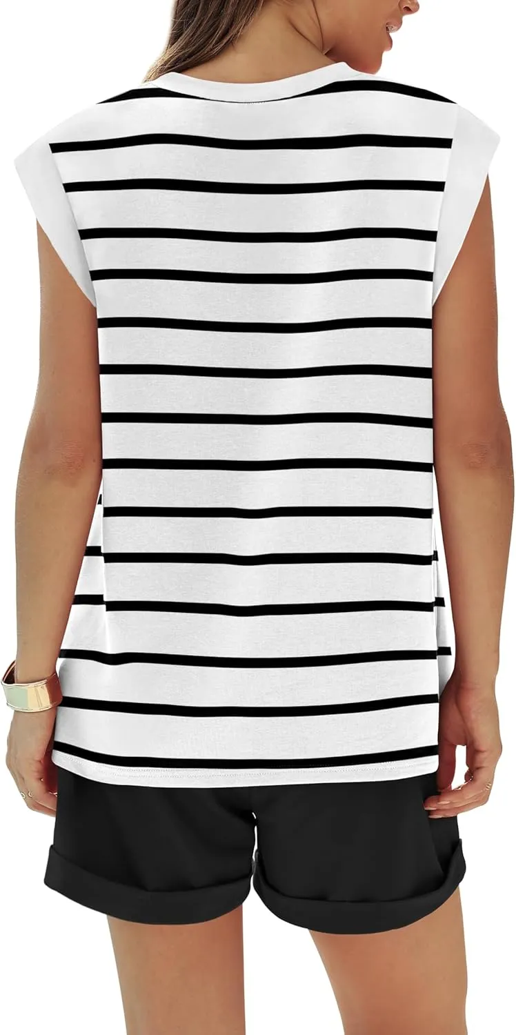 RUBZOOF 2 Piece Outfits for Women Lightweight Matching Lounge Sets Cap Sleeve Top and Elastic Waisted Shorts