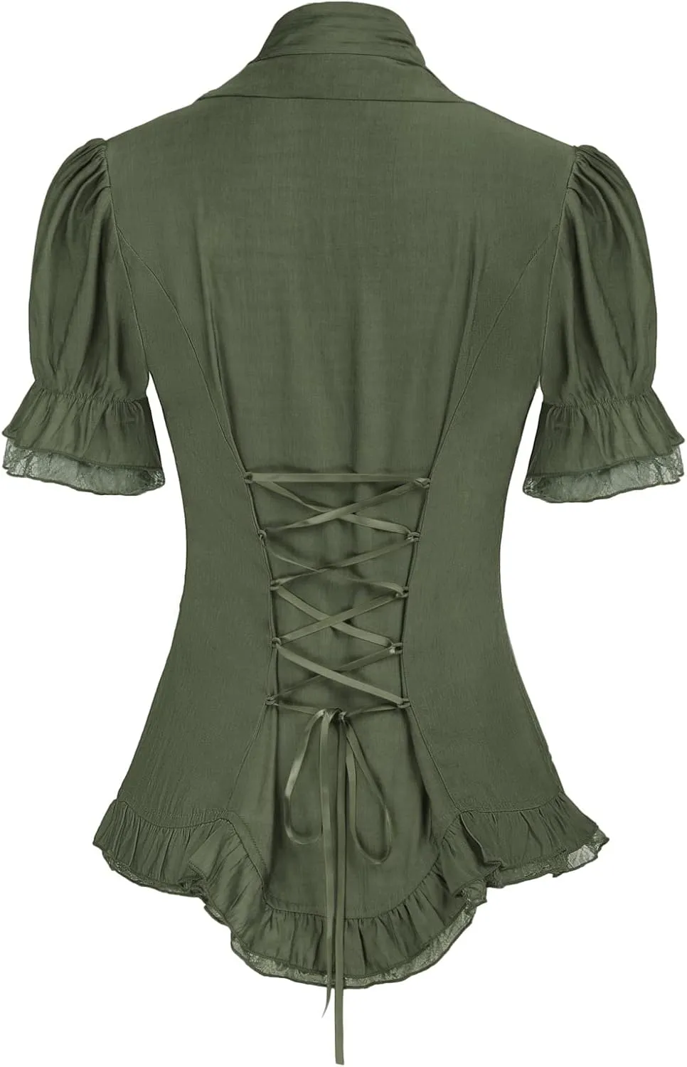 Scarlet Darkness Women 2024 Summer Short Sleeve Shirt Dressy Victorian Blouse Lace Up Top