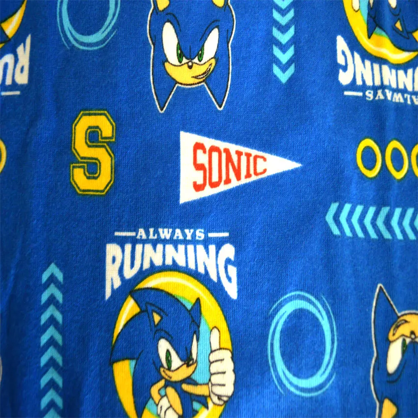 Sonic the Hedgehog Blue Cotton 4 Piece Pajamas