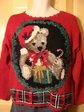 Tacky Ugly Christmas Sweater 80s Giant Bear (f432)