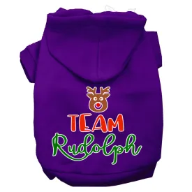 Team Rudolph Screen Print Dog Hoodie Purple M