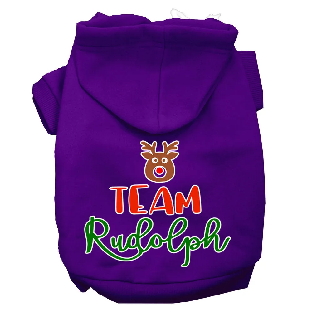 Team Rudolph Screen Print Dog Hoodie Purple M