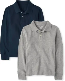 The Children's Place Boys Uniform Long Sleeve Pique Polo