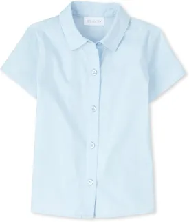 The Children'S Place Girls Short Sleeve Poplin Button Down Shirt