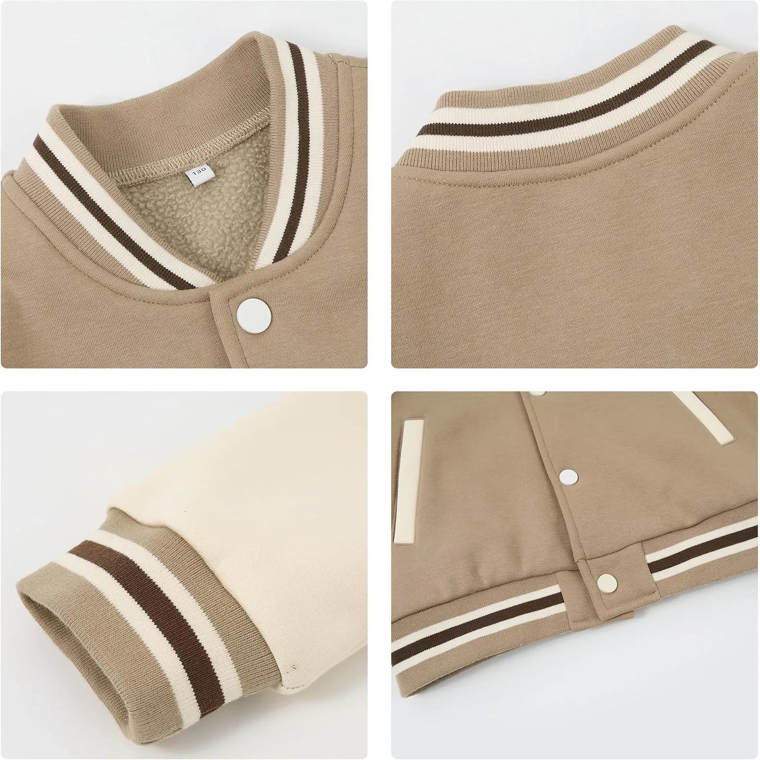 Volunboy Kids Baseball Jacket Varsity Letterman Coat Fall Winter Fleece Bomber Vintage Outerwear