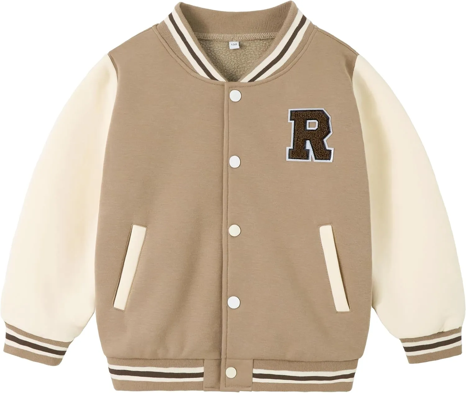 Volunboy Kids Baseball Jacket Varsity Letterman Coat Fall Winter Fleece Bomber Vintage Outerwear