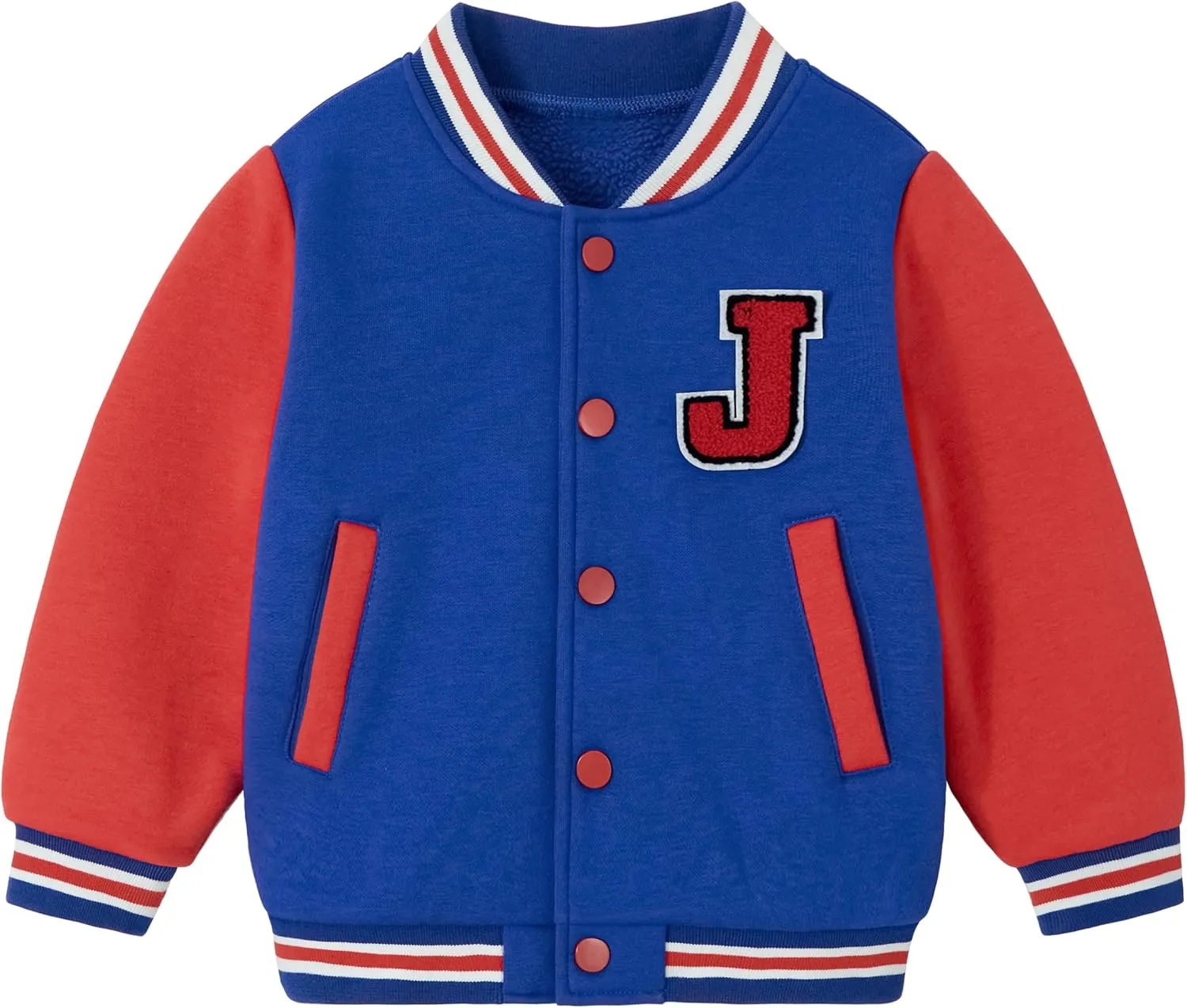Volunboy Kids Baseball Jacket Varsity Letterman Coat Fall Winter Fleece Bomber Vintage Outerwear