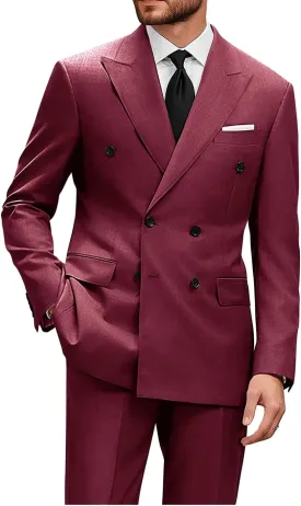Wangyue Mens Double Breasted Suit 2 Piece Slim Fit Suits Double Breasted Blazer Men Wedding Prom Suit Jacket Pants Set