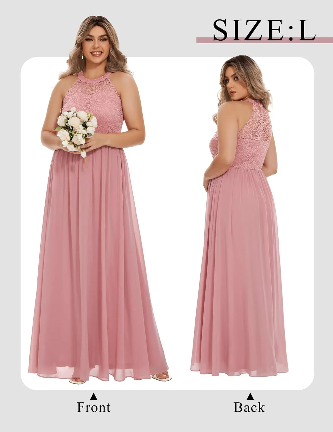 Wedtrend Women's Formal Dress, Halter Long Prom Dress Floral Lace Bridesmaid Dresses