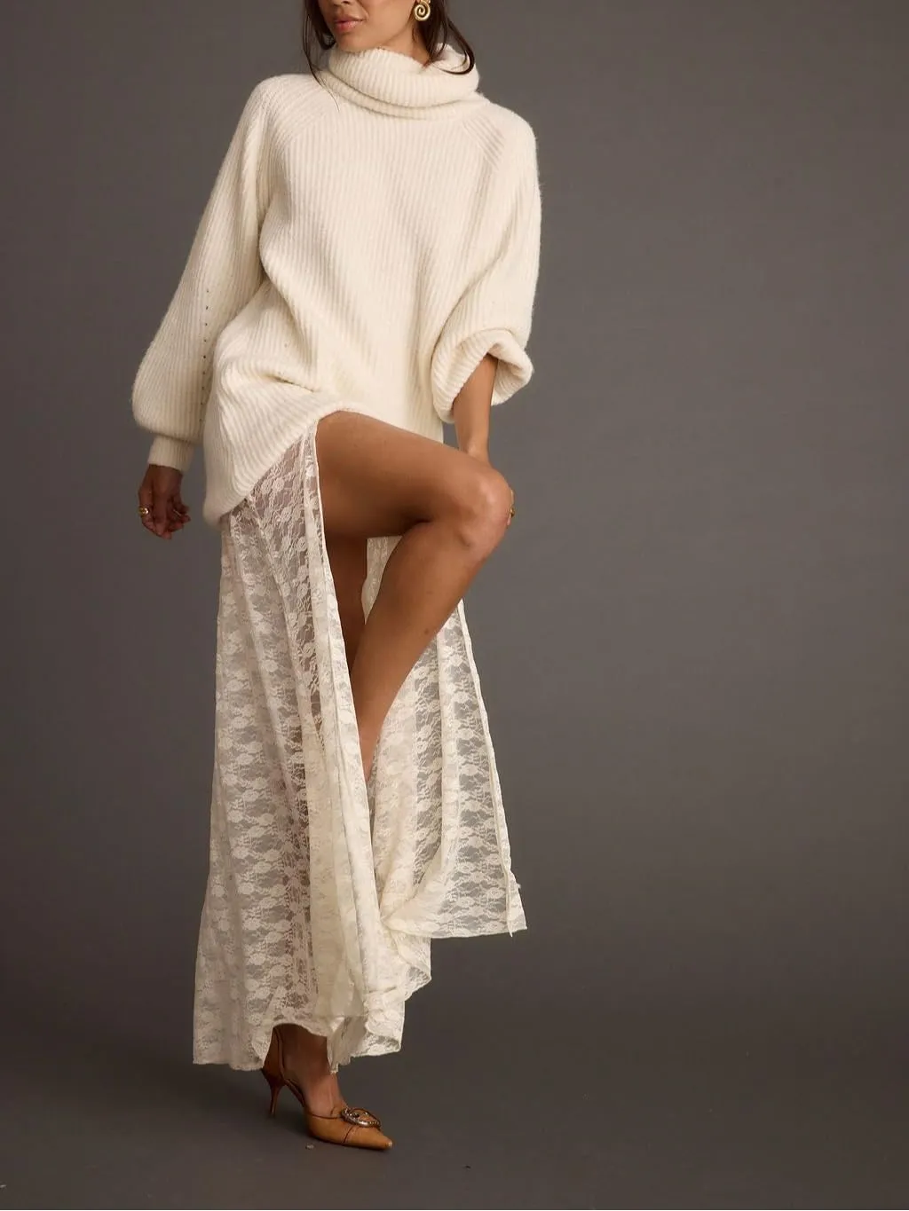 Women Lace Long Skirt Sexy See Through High Waist A-Line Skirts High Split Beach Party Floral Maxi Skirts