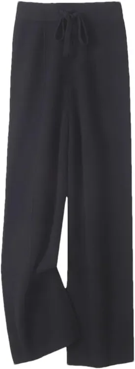 Women Wool Wide-Leg Pants Pants Loose Leg Elastic Knit High Waist Pants