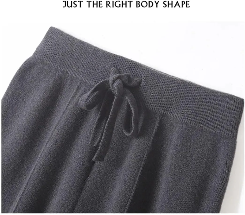 Women Wool Wide-Leg Pants Pants Loose Leg Elastic Knit High Waist Pants
