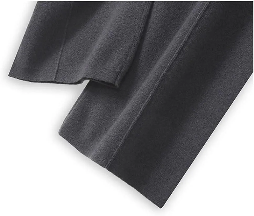 Women Wool Wide-Leg Pants Pants Loose Leg Elastic Knit High Waist Pants