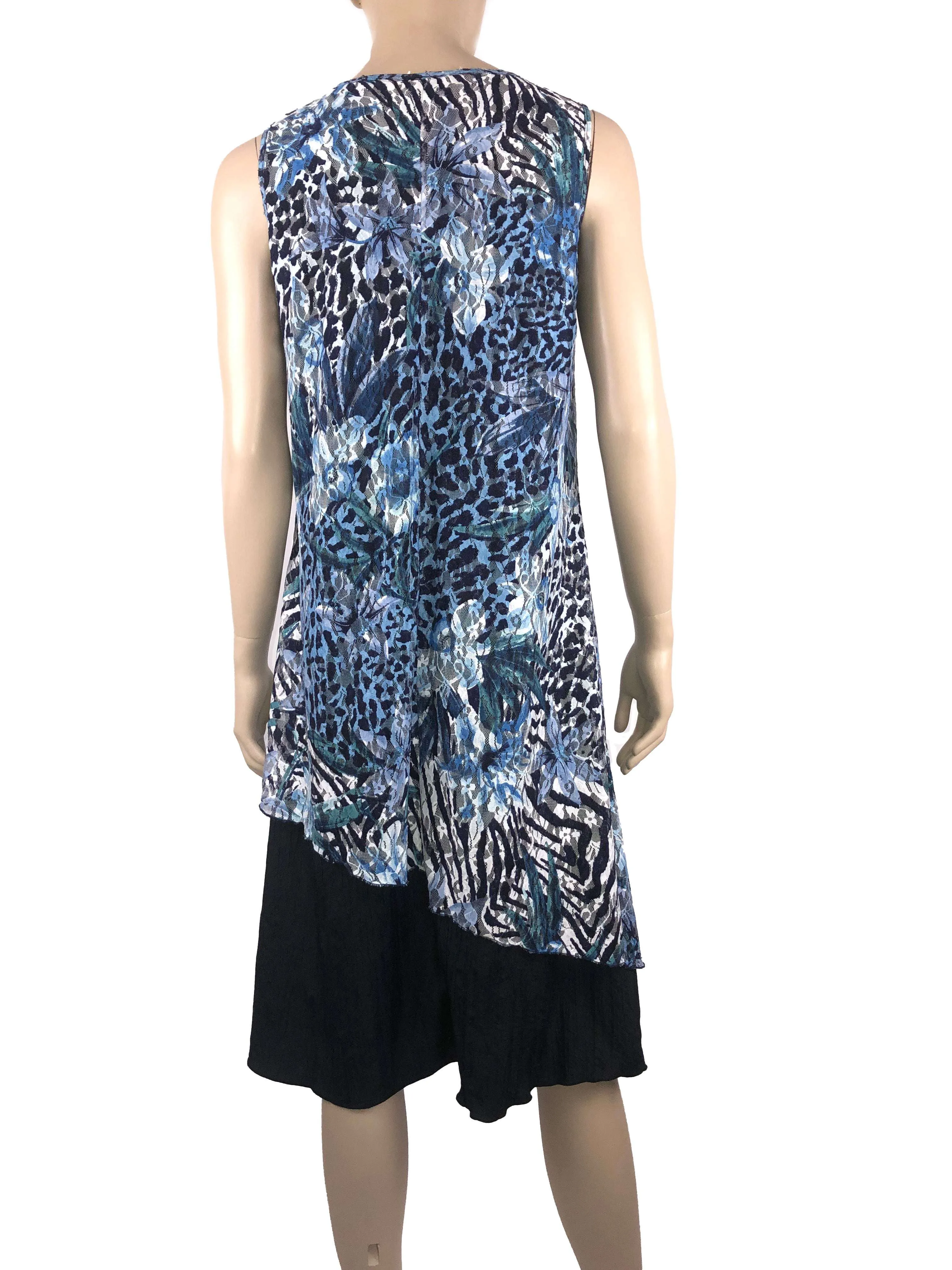 Women's Blue Lace Dress Quality Stretch fabric Flattering Fit Yvonne Marie Boutiques Canada On sale Now