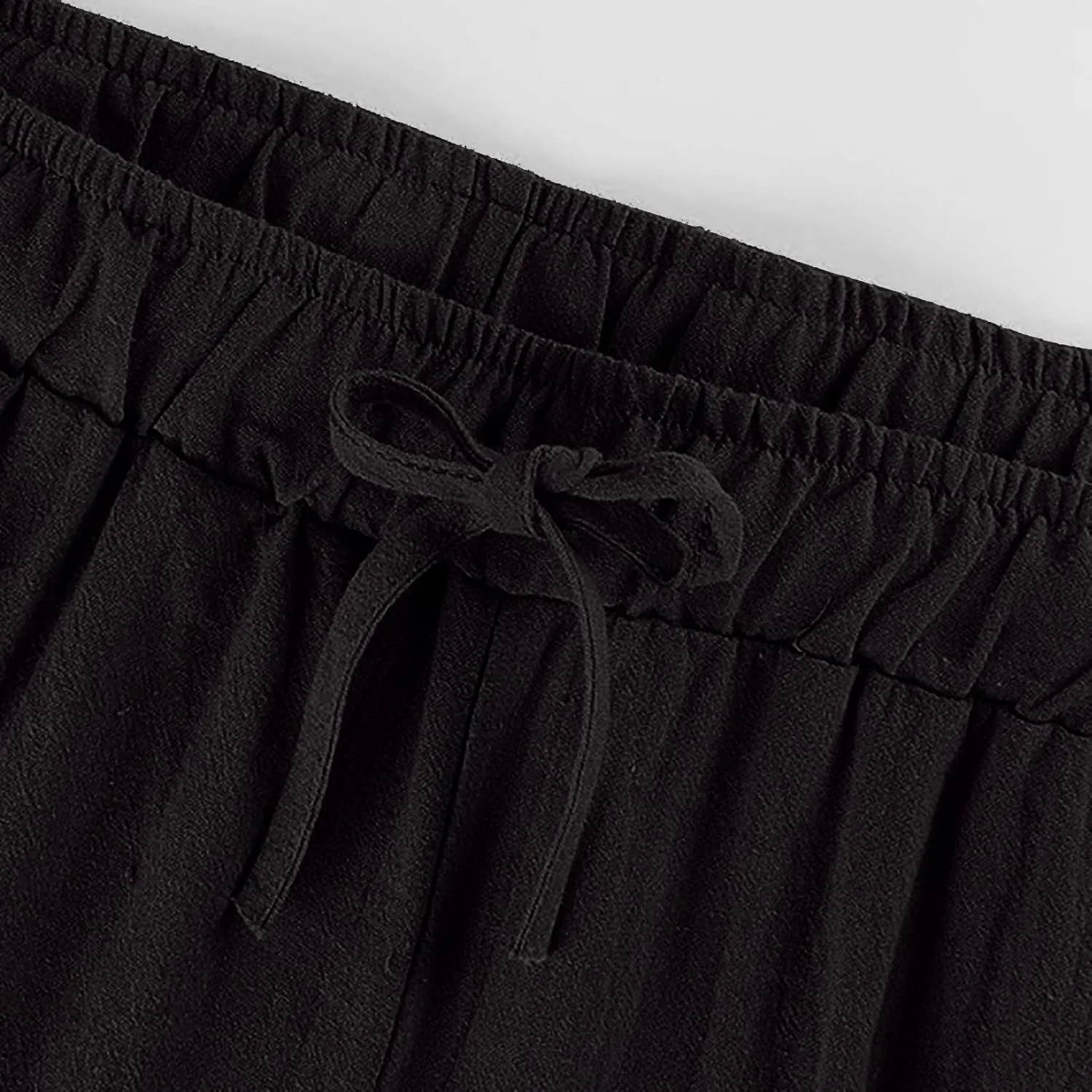 Women's Linen Pants Summer, Wide Leg, High Waisted, Drawstring, Beach Trousers, Blue, Size 0-22