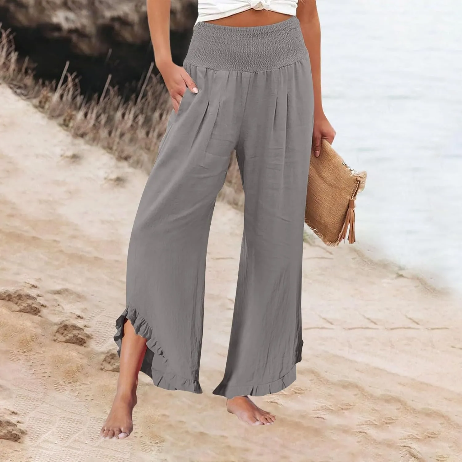 Women's Summer Casual Flowing Wide-Legged Dressy Loose Fit Fashion Pants