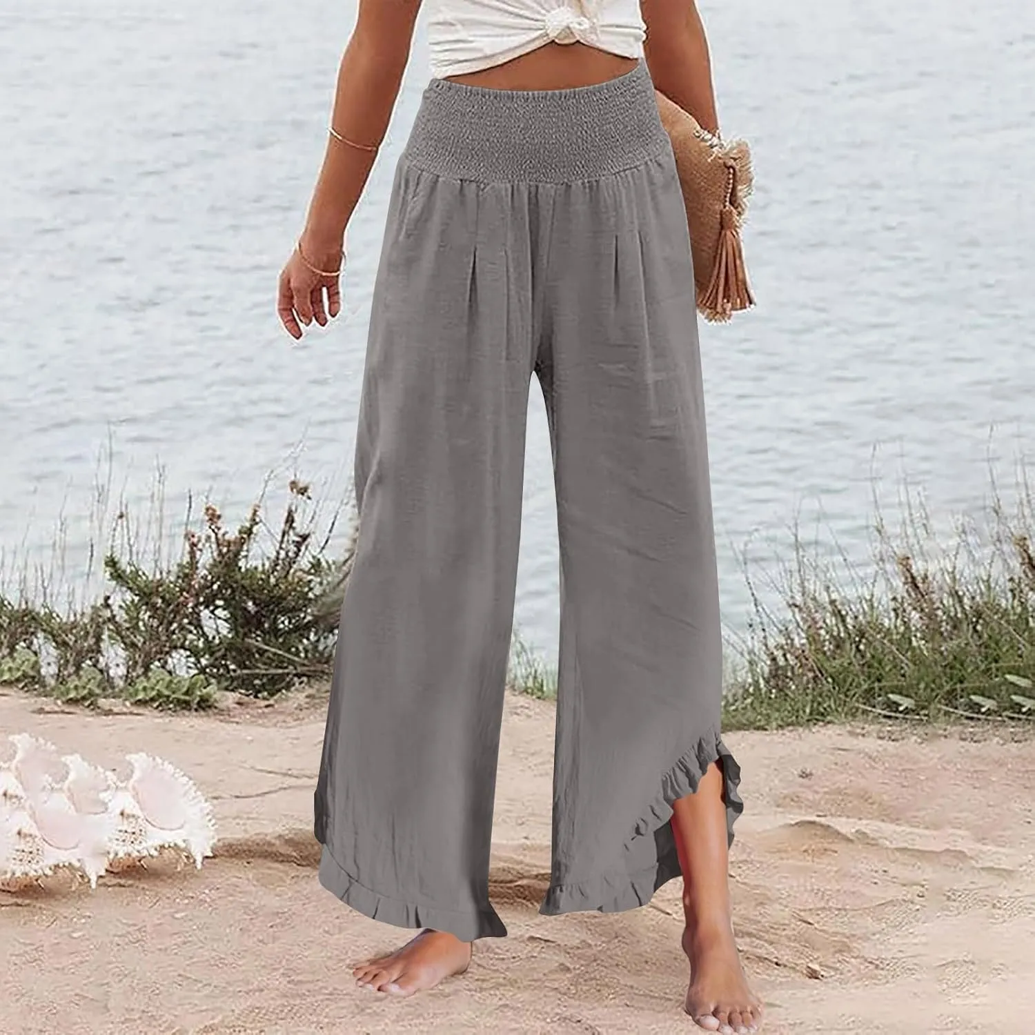Women's Summer Casual Flowing Wide-Legged Dressy Loose Fit Fashion Pants