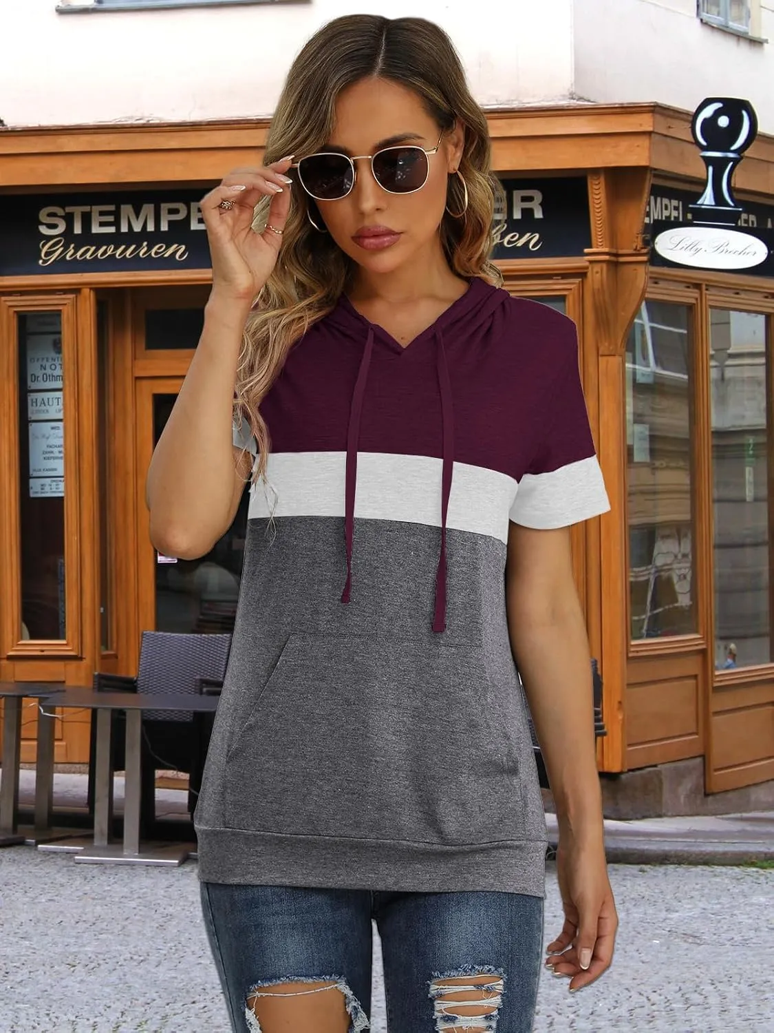 Womens Tops Summer Clothes Hoodies for Women Shirts Casual Short Sleeve Fashion Blouses Trendy Tunics