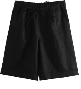 Yeokou Womens Casual Loose Elastic Drawstring Summer Beach Bermuda Pocketed Shorts