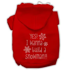 Yes! I Want To Build A Snowman Rhinestone Dog Hoodie Red M (12)