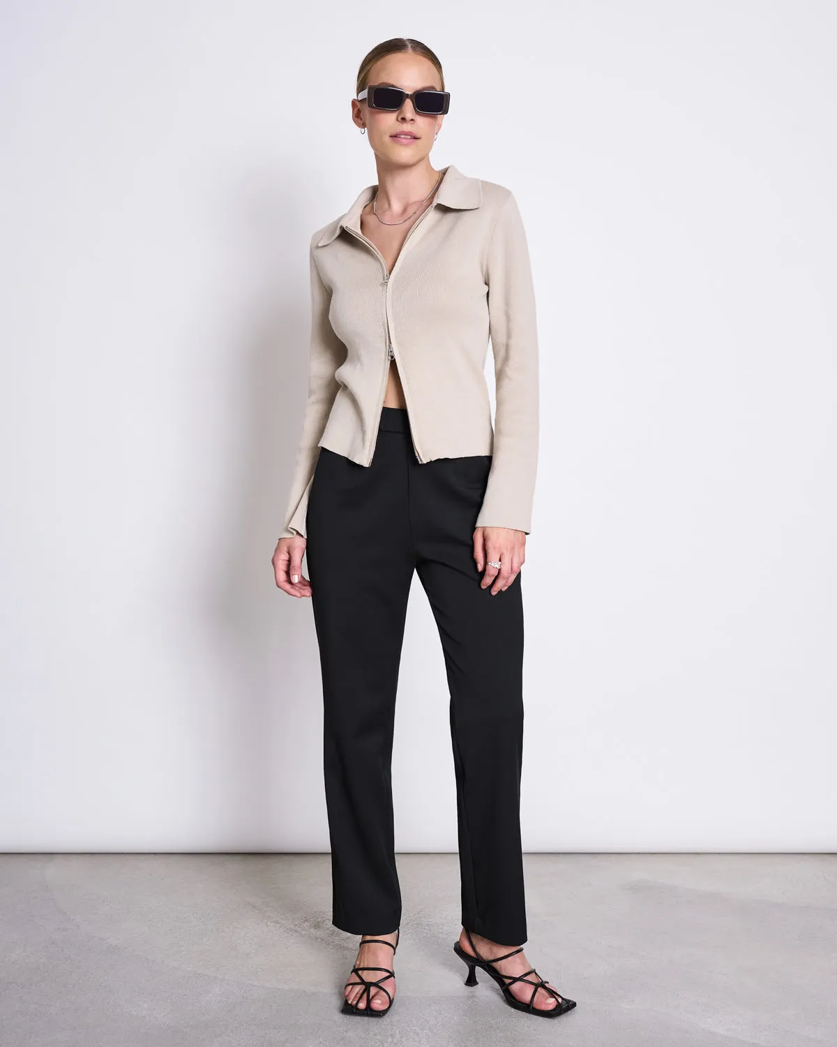 ZIP CARDIGAN TYRIE IVORY GOTS