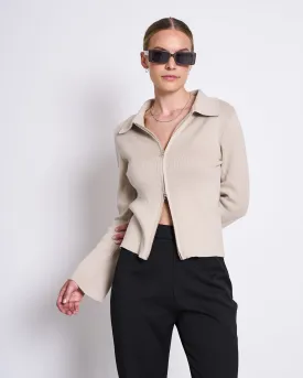ZIP CARDIGAN TYRIE IVORY GOTS